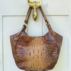BRAHMIN - Elegant Brown Crocodile-Embossed Women's Bag